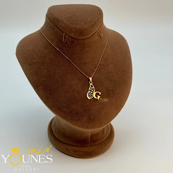 آویز حروف اسم پروانه ای G طلا لیزری